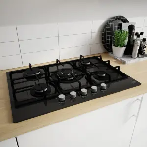 Cooke & Lewis CLGOGUIT5 75cm Gas Hob - Black