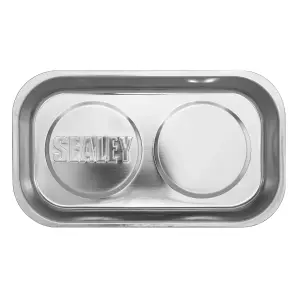 Sealey Magnetic Storage Tray With 2 Magnets 240 x 140mm Stainless Steel AK2312