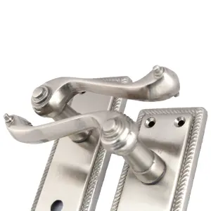 Georgian Satin Bathroom Door Handles Latch Door Handles