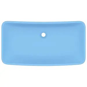 Berkfield Luxury Basin Rectangular Matt Light Blue 71x38 cm Ceramic