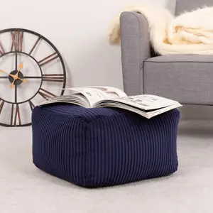 icon Theo Corduroy Bean Bag Pouffe Navy Blue Footstool Bean Bags