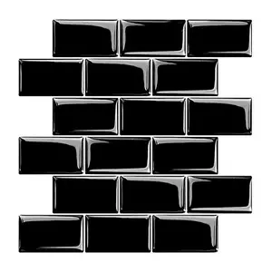 Peel and Stick Self-Adhesive Wall Tile Stickers for Kitchen and Bathroom Backsplash (10 Pack, 12x12 Inches, T 2.5mm Black)