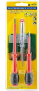 Insulated Screwdriver With Tester 1000 Volt Safe Flat Phillips 240V Tester