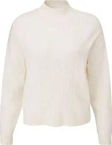 Cotton Traders Women's Rib Detail Turtleneck Jumper In Cream - Size 18