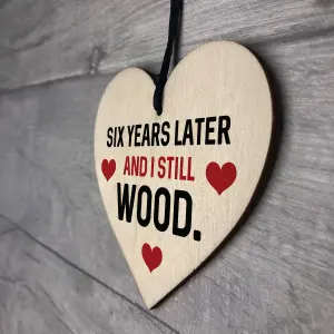 Funny 6th Anniversary Gift For Wife Husband Wood Heart Gift For Him Her Keepsake