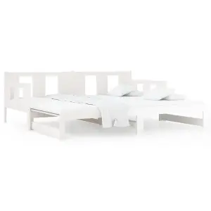 Berkfield Pull-out Day Bed White Solid Wood Pine 2x(90x200) cm