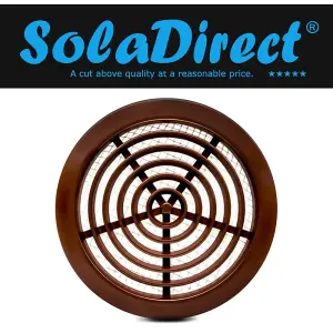 Brown Mini Round Air Vent Grille 80mm with Flange and Fly Screen Ventilation Cover