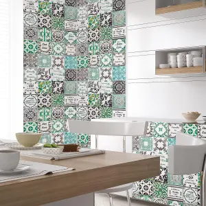 Walplus IndiaGreen Azulejo Combo Mix Tile Stickers