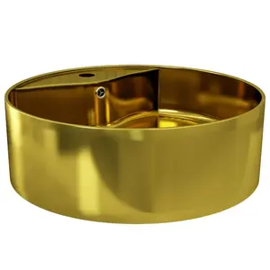 Belfry Bathroom Cavan Ceramic Round Sink with Overflow Gold / 15.5cm H x 46.5cm W x 46.5cm D