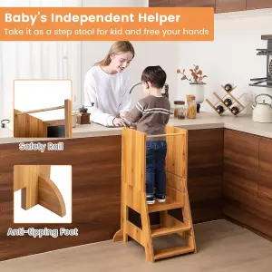 Costway Toddler Kitchen Stool Helper Bathroomd Ajustable Baby Standing Tower