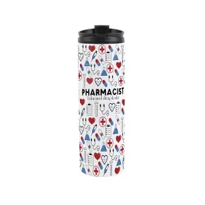 Pharmacist Travel Mug - Novelty Medical Themed Gift - Stainless Steel Vacuum-Sealed Double-Walled Hot/Cold Drinks Travel Flask