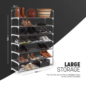 KEPLIN 7 Tier Metal Shoe Rack - Grey