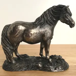 Shetland Pony horse figurine in solid cold cast bronze designed by Harriet Glen