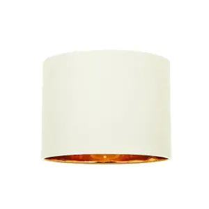 Modern Soft Cream Cotton Fabric Small 8 Lamp Shade with Shiny Copper Inner