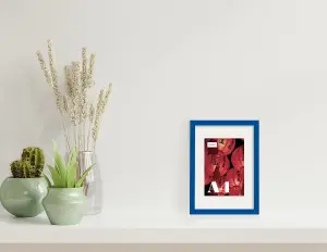 A4 Blue Picture Frame With Mount for A5 (14.8 x 21cm - 5.8 x 8.3in) Poster, Photo, Artwork, or Print.