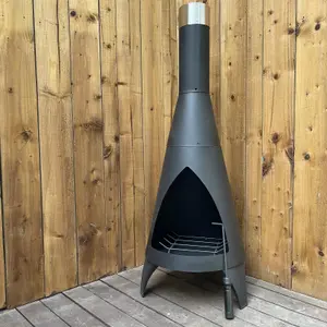 TRURO 120CM CONTEMPORARY BLACK CHIMINEA