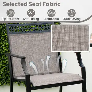 Costway Set of 2 Outdoor Patio Chairs Home Fabric Bar Stools w/ Footrest