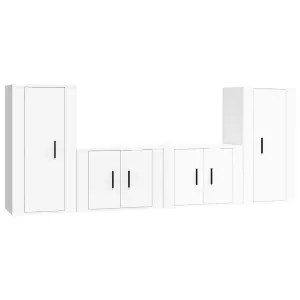 Berkfield 4 Piece TV Cabinet Set High Gloss White Engineered Wood