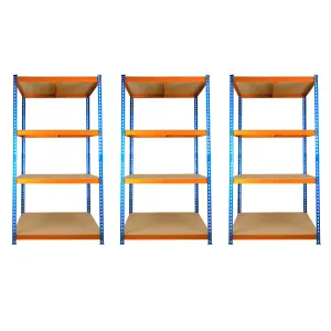 3 Bays of 4 Tier Extra Heavy Duty Storage Racking 1800h x 900w x 600d mm 300kg