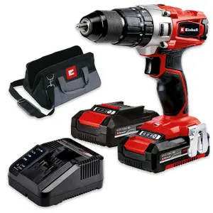 Einhell TE-CD Cordless Combi Drill PXC 18v Metal Chuck 2 x Batteries + Bit Set