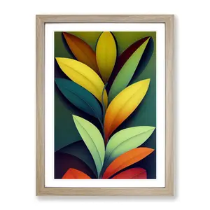 XV1022-2583X Lively Leaves - Single Picture Frame Print Oak / 46cm H x 34cm W x 2cm D