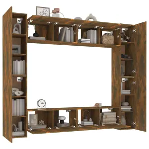 Berkfield 8 Piece TV Cabinet Set Smoked Oak Engineered Wood