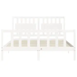 Berkfield Bed Frame with Headboard White 160x200 cm Solid Wood