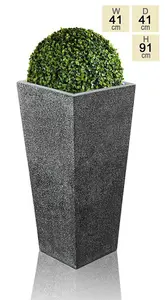 Primrose Poly Terrazzo Stone Black Tall Flared Outdoor Square Planter 91cm