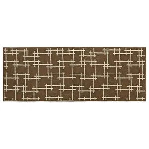 JVL Vector Machine Washable Latex Backed Runner Doormat, 57x150cm, Brown