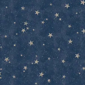 Crown Starlight Stars Wallpaper Navy / Gold M1490