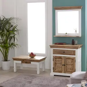 Breo Solid Mango Wood Wall Mirror White