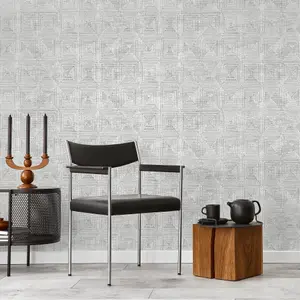 Galerie Pepper Raffia Silver Shimmer Geometric Diamond Wallpaper