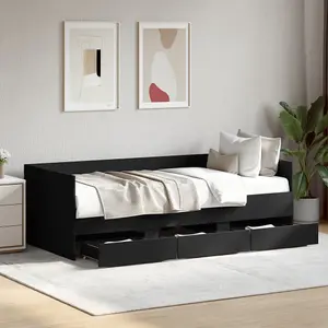 Berkfield Daybed with Drawers without Mattress Black 100x200 cm