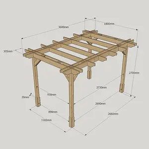 Double Premium Pergola - Wood - L180 x W360 x H270 cm - Light Green