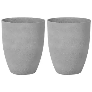 Set of 2 Plant Pots 43 x 43 x 52 cm Grey CROTON