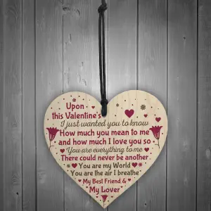 Red Ocean Handmade Valentines Day Gift For Boyfriend Girlfriend Husband Wife Wooden Heart Plaque Keepsake