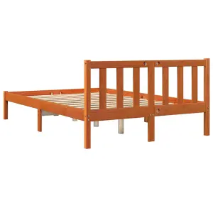 Berkfield Bed Frame without Mattress Wax Brown 135x190 cm Double Solid Wood Pine