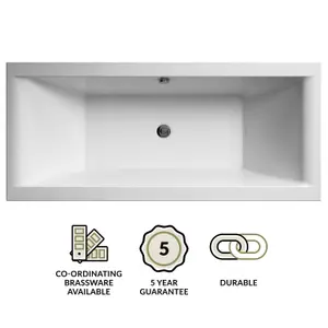 Double Ended Straight Shower Bath - 1800mm x 800mm (Tap, Waste and Panel Not Included)