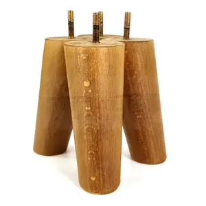 Wood Furniture Feet 120mm High Dark Oak Stain Replacement Furniture Legs Set Of 4 Sofa Chair Stool M8