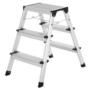 Excel Heavy Duty Fibreglass 3 Tread Ladder with 3 Step Hop Up Ladder