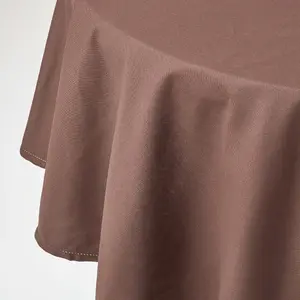 Homescapes Chocolate Brown Cotton Round Tablecloth 178 cm