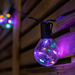 Set of 10 Indoor Outdoor Connectable Firefly Festoon Lights with Multi Coloured LEDs