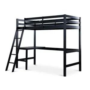 Fusion Black Gaming Wooden Single High Sleeper Bed Frame