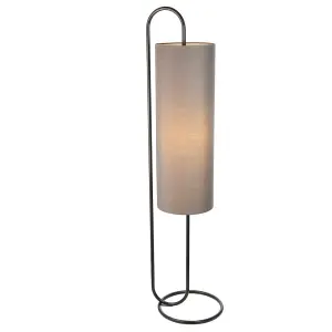 Luminosa Arenzano Floor Lamp Matt Black & Grey Fabric