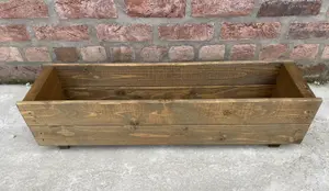 Wooden Garden Planter Trough Flower Plant Pot Box 100cm