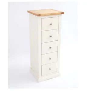 Castelli 5 Drawer Narrow Chest of Drawers Chrome Knob