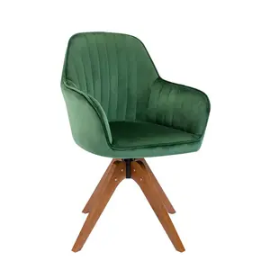 Upholstered Swivel Dining Chair Green Velvet