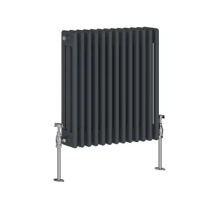 Right Radiators 600x607 mm Horizontal Traditional 3 Column Cast Iron Style Radiator Anthracite