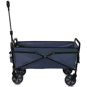 Wadan Navy Blue Garden Trolley on Wheels - Heavy Duty Folding Cart Trolley with Adjustable Handle and 80Kg Weight Capacity