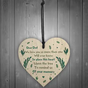 Dear Dad Memorial Gift To Hang On The Christmas Tree Wooden Heart Dad Memorial Plaque